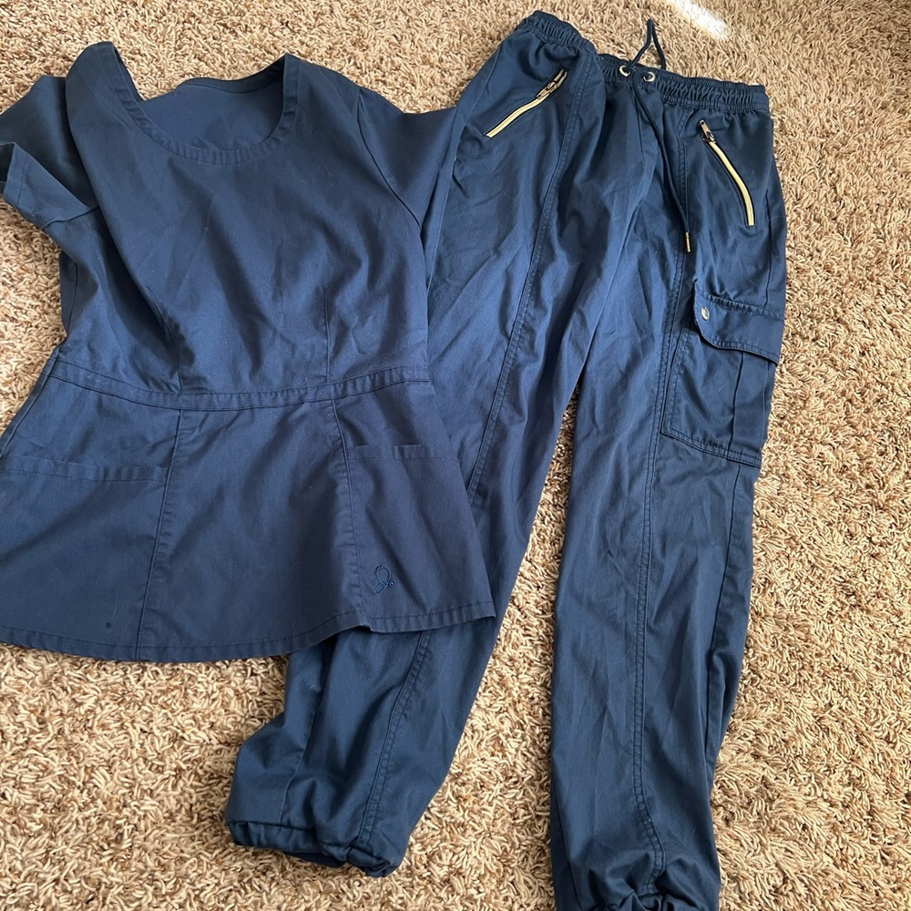 JAANUU scrub set navy with gold